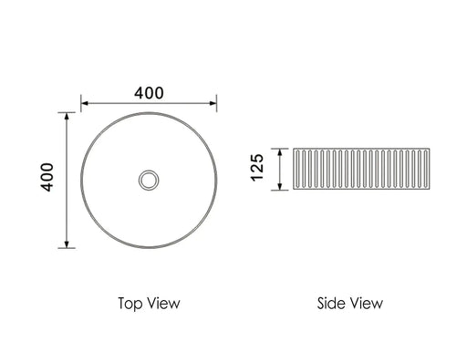 MARLO 400X400X125mm ROUND FLUTED BASIN MATT White/BLACK FIL Kitchen Bathroom