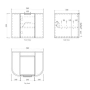BONDI NATURAL OAK 600X460 CURVE VANITY FIL Kitchen Bathroom