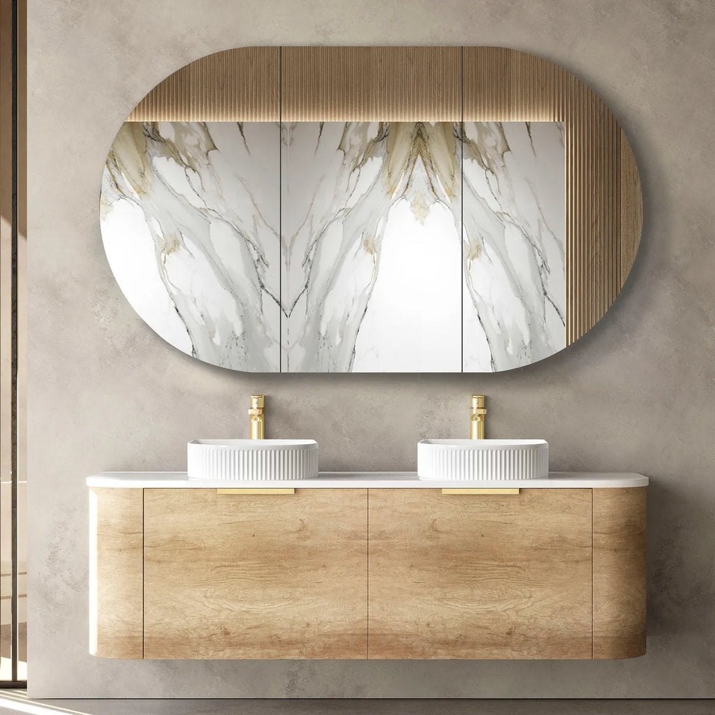 BONDI NATURAL OAK 1500X460 CURVE VANITY