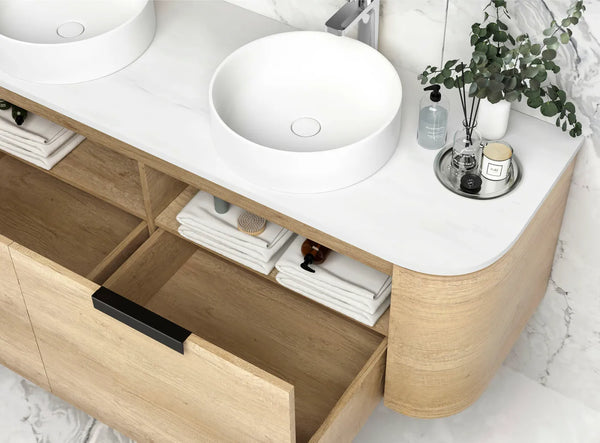 BONDI NATURAL OAK 1500X460 CURVE VANITY