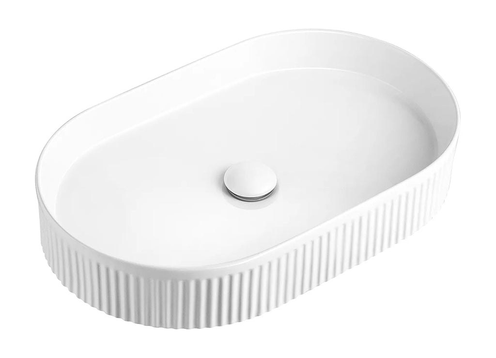 KENSINGTON 580X360X100 OVAL FLUTED BASIN