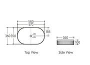 KENSINGTON 580X360X100 OVAL FLUTED BASIN FIL Kitchen Bathroom