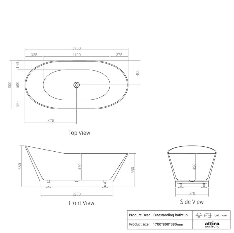 ATTICA LONDON BATH 1700 GLOSS WHITE FIL Kitchen Bathroom