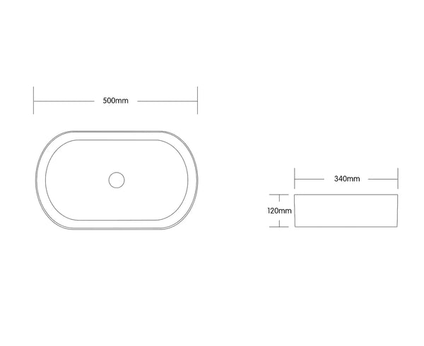 OVAL BASIN 500X340X120