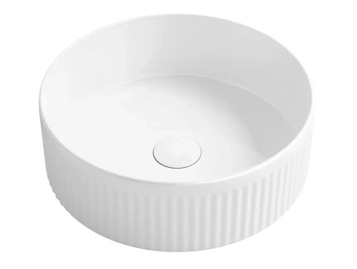 OXFORD 395X395X125mm ROUND FLUTED BASIN White/Black FIL Kitchen Bathroom