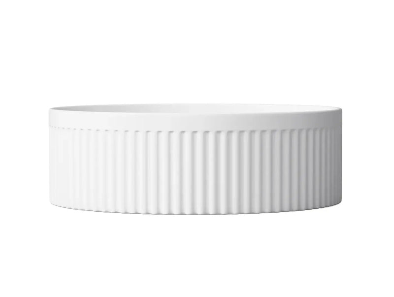 OXFORD 395X395X125mm ROUND FLUTED BASIN White/Black FIL Kitchen Bathroom