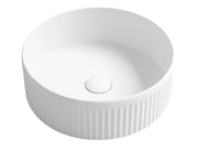OXFORD 395X395X125mm ROUND FLUTED BASIN White/Black FIL Kitchen Bathroom