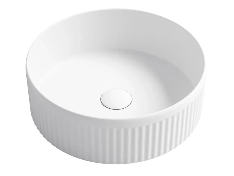 OXFORD 395X395X125mm ROUND FLUTED BASIN White/Black FIL Kitchen Bathroom
