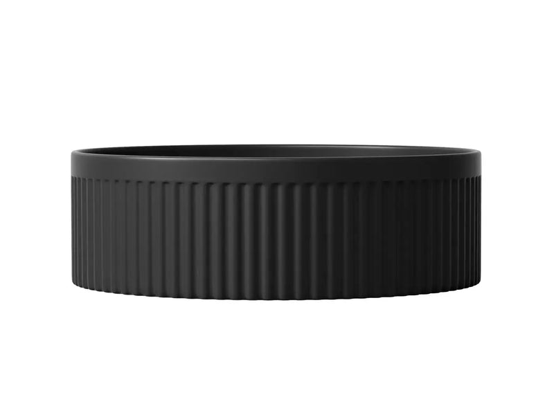 OXFORD 395X395X125mm ROUND FLUTED BASIN White/Black FIL Kitchen Bathroom