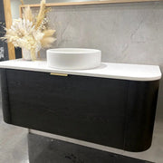 BONDI BLACK OAK 1200X460 CURVE VANITY FIL Kitchen Bathroom