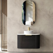 BONDI BLACK OAK 750X460 CURVE VANITY FIL Kitchen Bathroom