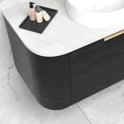 BONDI BLACK OAK 750X460 CURVE VANITY FIL Kitchen Bathroom