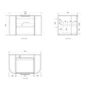 BONDI BLACK OAK 750X460 CURVE VANITY FIL Kitchen Bathroom
