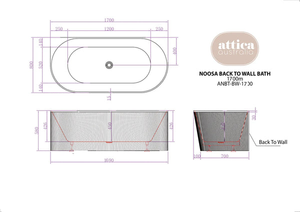 NOOSA BATH BTW MULTIFIT 1700 GLOSS WHITE