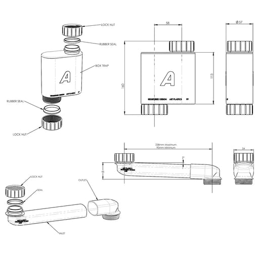 BOX TRAP & SPACE SAVER KIT 40MM FIL Kitchen Bathroom