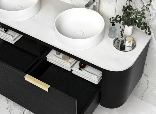 BONDI BLACK OAK 1500X460 CURVE VANITY