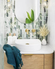 BONDI NATURAL OAK 900X460 CURVE VANITY FIL Kitchen Bathroom