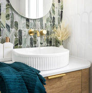 BONDI NATURAL OAK 900X460 CURVE VANITY FIL Kitchen Bathroom