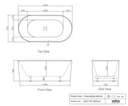 ATTICA NOOSA BATH 1500 GLOSS WHITE FIL Kitchen Bathroom