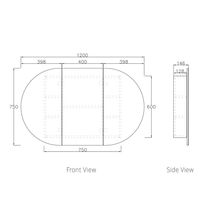 BONDI 1200X750 SHAVING CABINET NATURAL OAK FIL Kitchen Bathroom