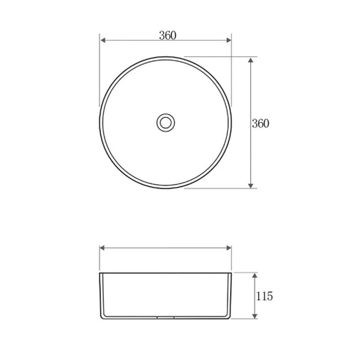 RADIUS ROUND BASIN 360X360X115 GUN METAL/MARBLE LOOK FIL Kitchen Bathroom