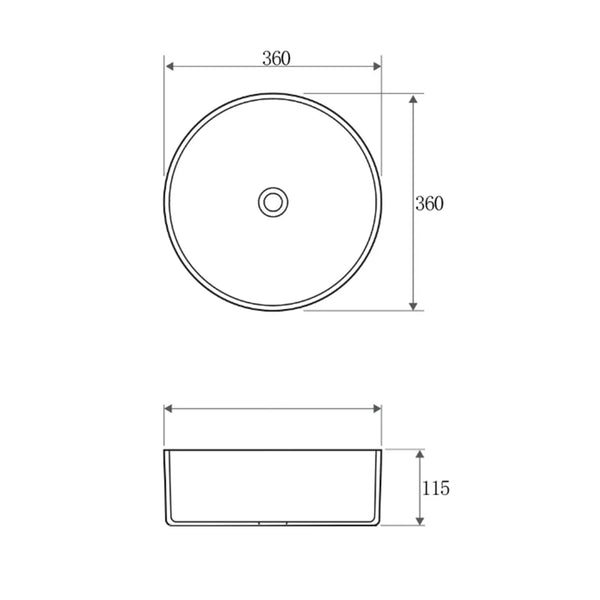 RADIUS ROUND BASIN 360X360X115 GUN METAL/MARBLE LOOK