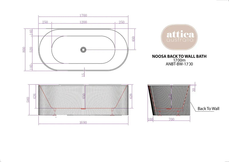 NOOSA BATH BTW MULTIFIT 1700 MATT WHITE FIL Kitchen Bathroom