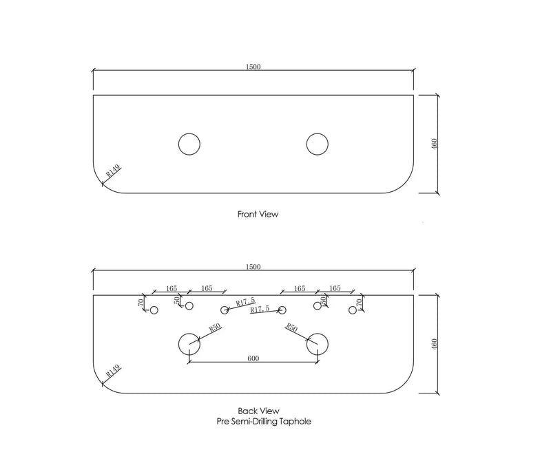 BONDI SATIN WHITE FLUTED 1500X460 CURVE VANITY FIL Kitchen Bathroom