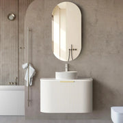 BONDI SATIN WHITE FLUTED 750X460 CURVE VANITY FIL Kitchen Bathroom