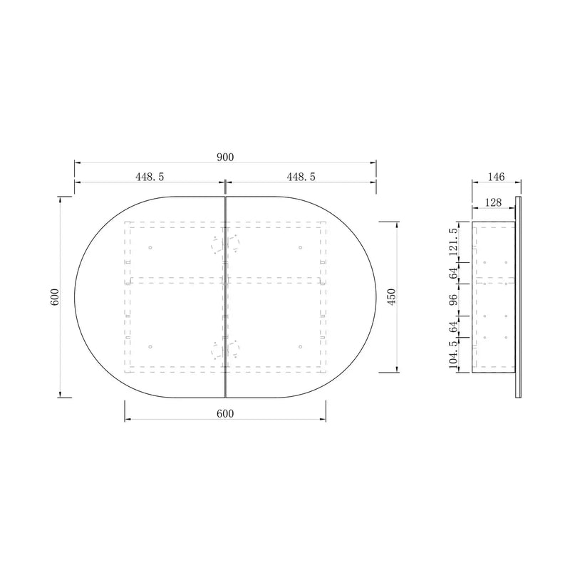 BONDI 900X600 SHAVING CABINET WHITE FIL Kitchen Bathroom