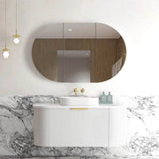 BONDI SATIN WHITE FLUTED 1200X460 CURVE VANITY FIL Kitchen Bathroom