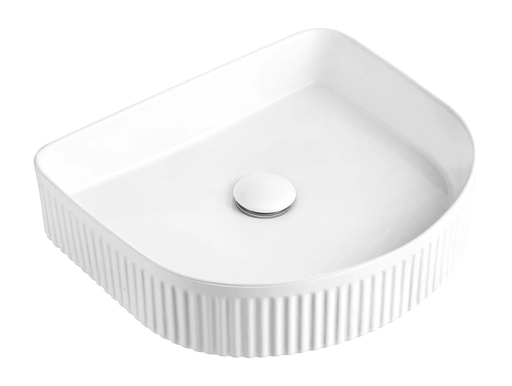 ARCHIE CERAMIC 415X365X100 FLUTED BASIN White/Black