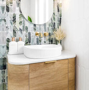 ARCHIE CERAMIC 415X365X100 FLUTED BASIN White/Black FIL Kitchen Bathroom