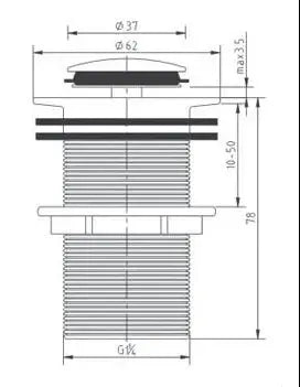 POP UP WASTE NF 32MM CHROME/BLACK FIL Kitchen Bathroom