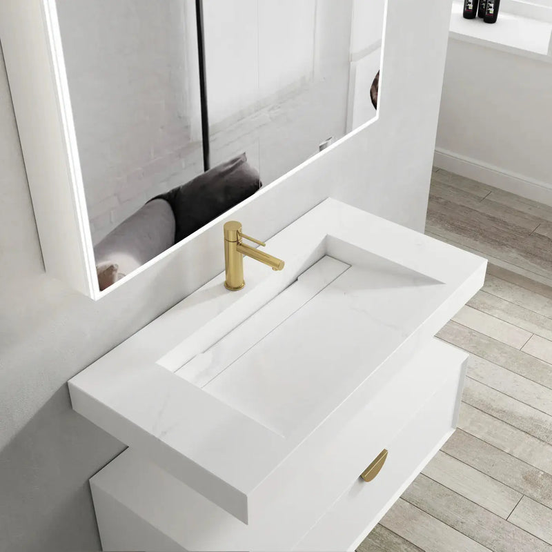 MOONLIGHT 900X460X80MM SOLID SURFACE TOP WALL HUNG BASIN FIL Kitchen Bathroom