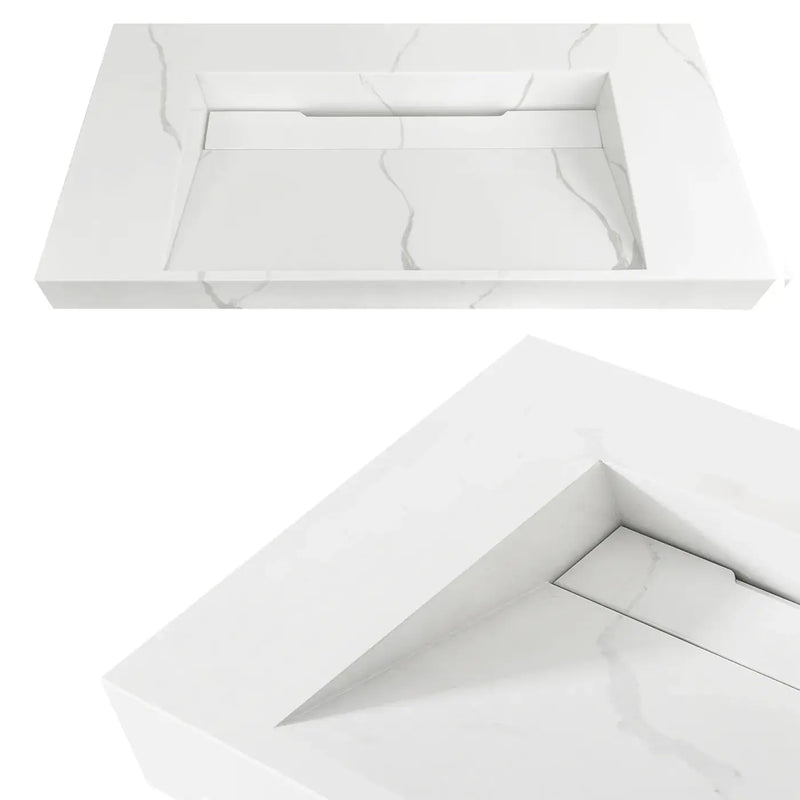 MOONLIGHT 900X460X80MM SOLID SURFACE TOP WALL HUNG BASIN FIL Kitchen Bathroom