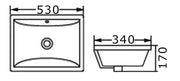 UNDER MOUNT BASIN SQUARE 530X340X170mm FIL Kitchen Bathroom
