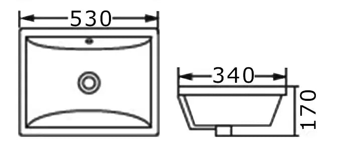 UNDER MOUNT BASIN SQUARE 530X340X170mm FIL Kitchen Bathroom