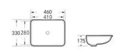 UNDER MOUNT BASIN SQUARE 460X330X175mm FIL Kitchen Bathroom