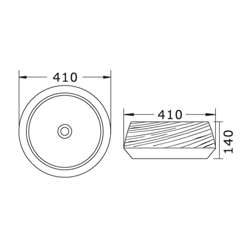 HANDCRAFT BASIN 410X410 BLACK & WHITE FIL Kitchen Bathroom