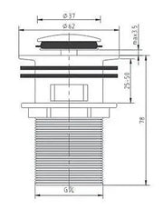 POP UP WASTE OF 32MM WITH OVERFLOW CHROME/BLACK FIL Kitchen Bathroom