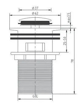 POP UP WASTE OF 32MM WITH OVERFLOW CHROME/BLACK FIL Kitchen Bathroom
