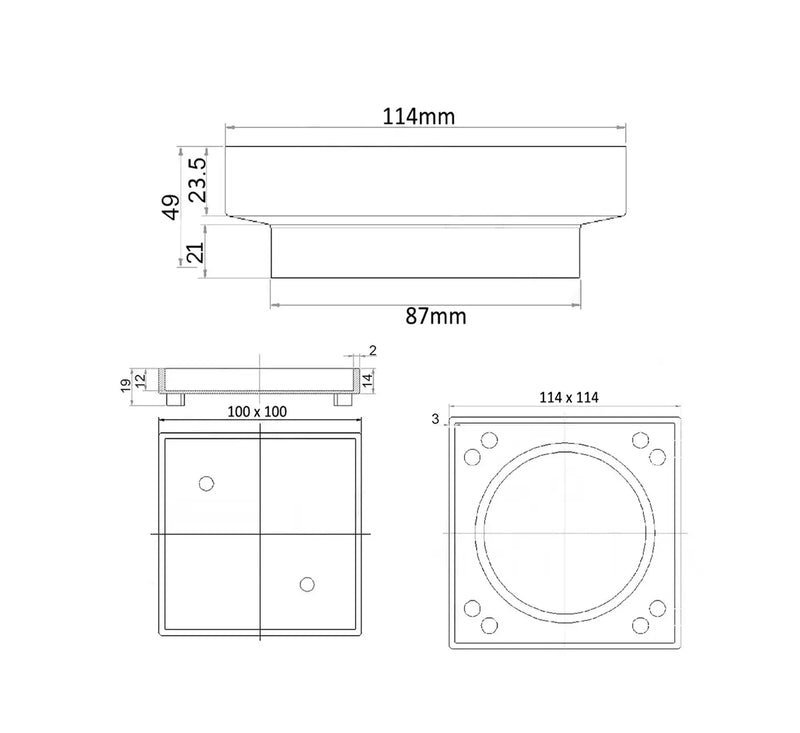 Smart Tiles Waste 114 Solid Square Brass Chrome/Matte Black/Brushed Gold FIL Kitchen Bathroom