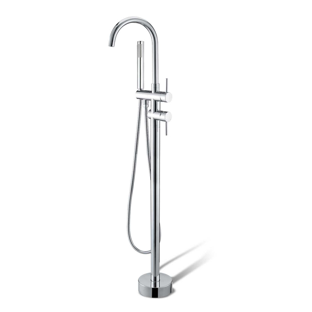 Round Freestanding Bath Mixer With Handheld Shower Chrome/Colours