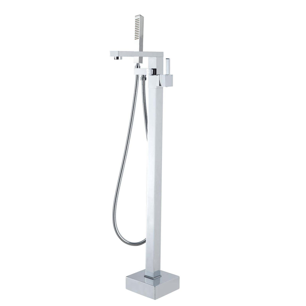 Square Freestanding Bath Mixer With Handheld Shower Chrome and Colours