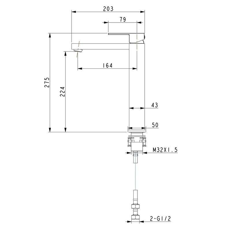 BLAZE Chrome Tall Basin Mixer FIL Kitchen Bathroom