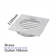 110x110mm Square Brass Floor Waste Shower Grate Drain Outlet 100mm FIL Kitchen Bathroom