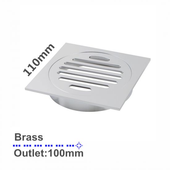 110x110mm Square Brass Floor Waste Shower Grate Drain Outlet 100mm