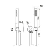 Amoza Wall Shower Bracket Kit Less Hand Shower - dimensions