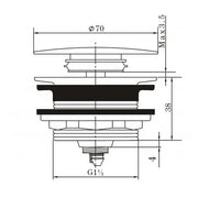 40mm Brushed Gun Metal Grey Solid Brass Bathtub Mushroom Pop Up Waste Drain NO Overflow FIL Kitchen Bathroom